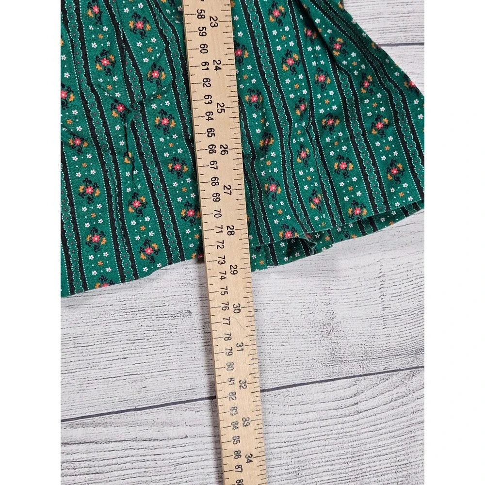 Polly Flinders Dress Girls Size 10 Green Cotton Floral Peter Pan Collar